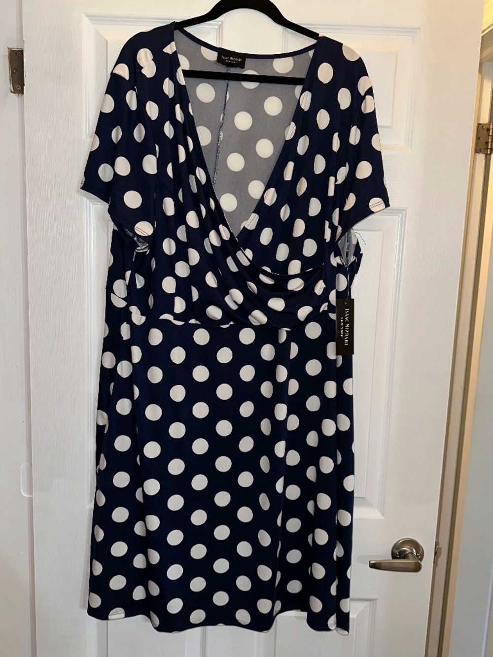 Isaac Mizrahi NY NWT Navy Polka Dot Wrap Dress 3XL